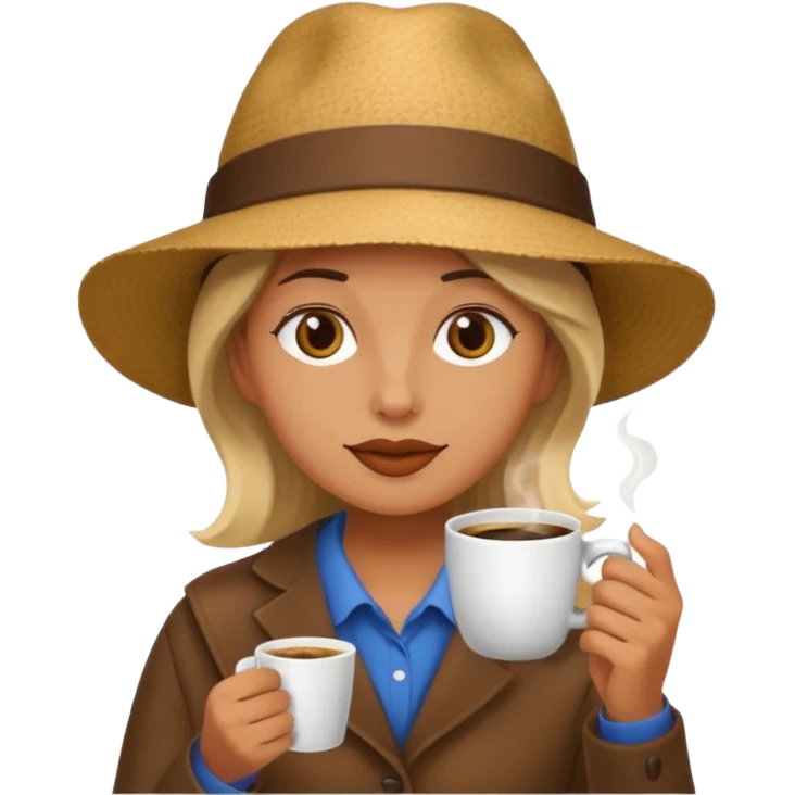 drinking coffee with hat emoji