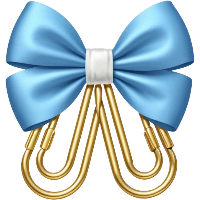 one gold paper clip with a white bow in the middle emoji