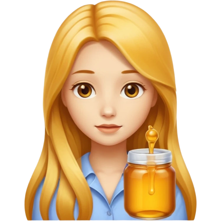 Beautiful girl with long hair made of real honey emoji