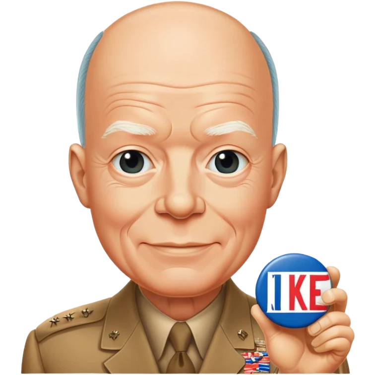 Eisenhower with his famous 'I Like Ike' campaign button and friendly expression emoji