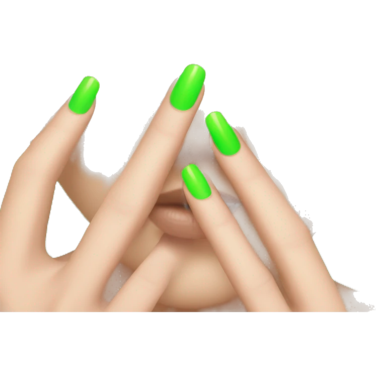 Hand with long neon green nails emoji