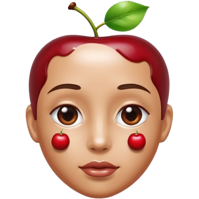 A pair of cherries emoji made of liquid silver chrome, smooth rounded shapes, glossy metallic surface, subtle sensual vibe, luxury sexy aesthetic, iOS emoji style, centered, clean white background emoji