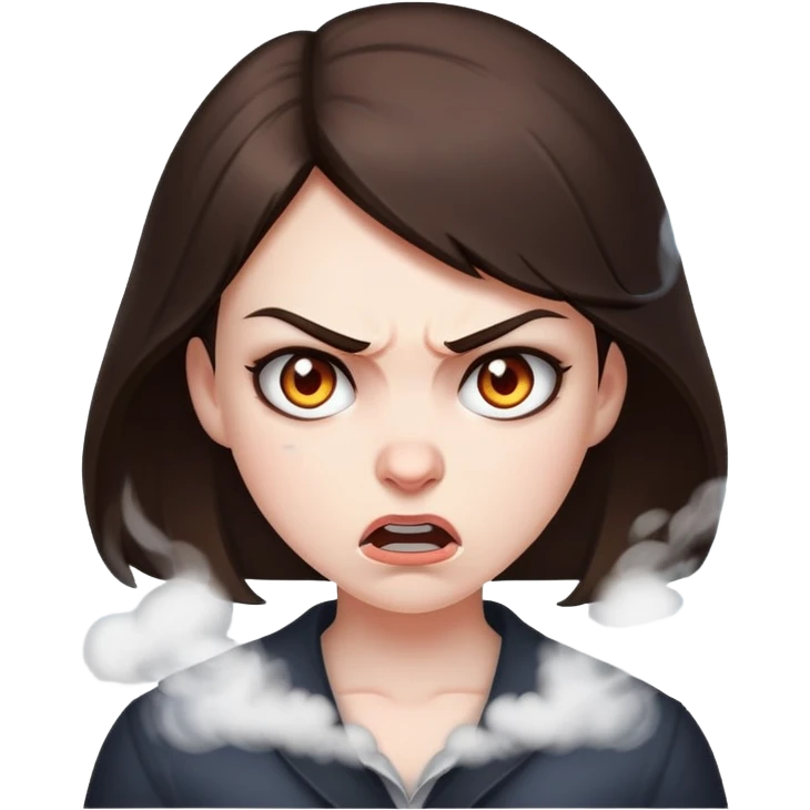 Brunette girl with steam coming out of her ears mad  emoji