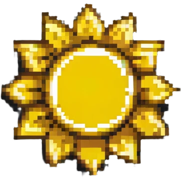 sun as a star shape, yellow pixel art emoji