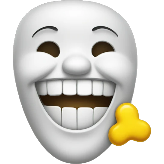 Emoji smiling with a yellow bone in its mouth emoji