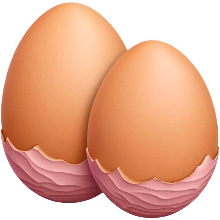 two skin tone peachy beige-pink egg shaped balls/spheres, both same size and same color, add a bumpy, loose, veiny, wrinkly skin texture with folds to both. no face.  emoji