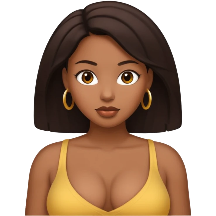 Light skinned black woman with big titties and dark brow hair emoji