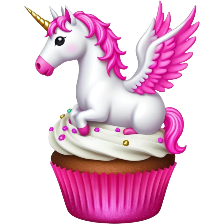 neon pink glittery pegasus unicorn pooping cupcakes emoji