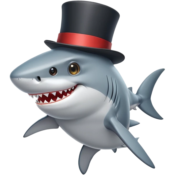 Shark with a top hat emoji
