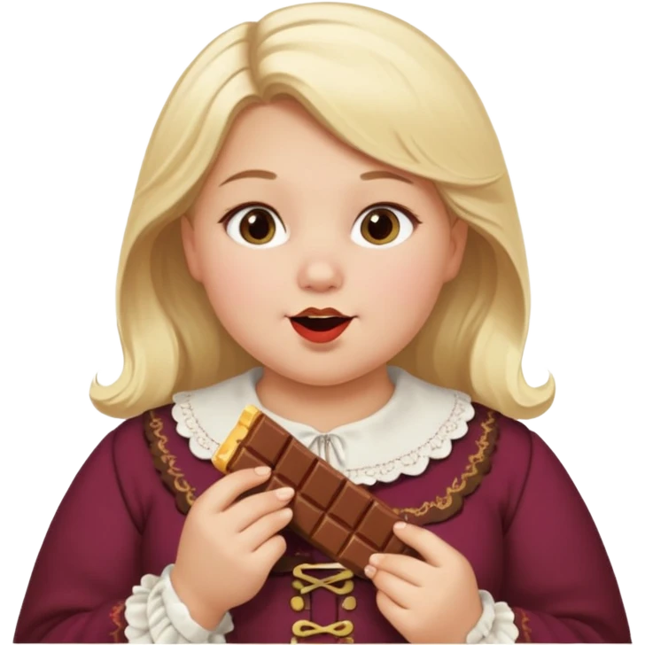Big fat girl with blonde hair eating chocolate in Austria  emoji