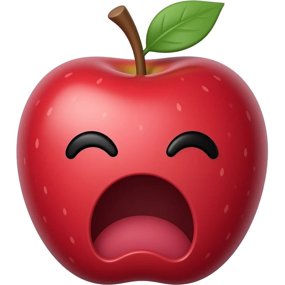 Red Apple screaming with black cute eyes emoji
