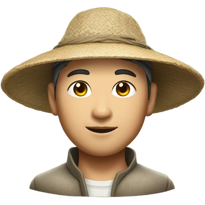 photorealistic Chinese peasant in sedge hat emoji