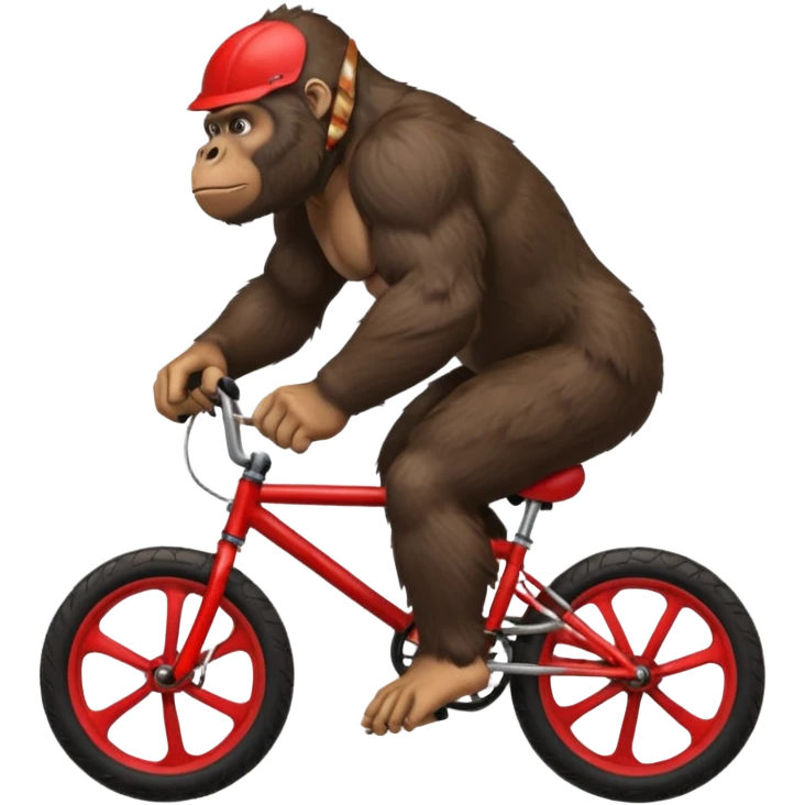 Gorilla wheeling a red BMX bike emoji