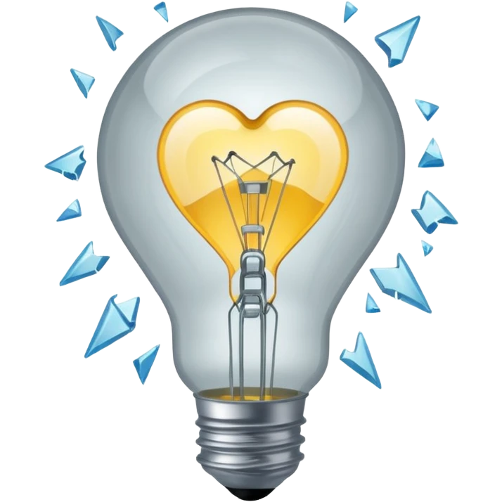 A light bulb broken in half is like a broken heart emoji