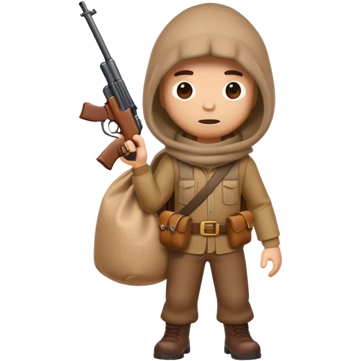 cartoon man with sack over head carrying a toy gun full body emoji