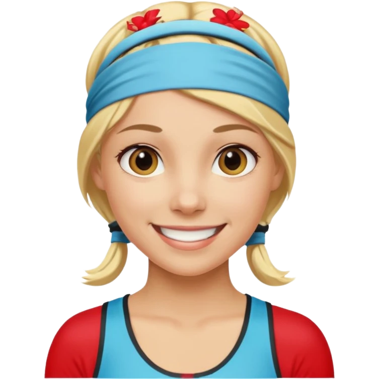 blonde female athelete with headband emoji