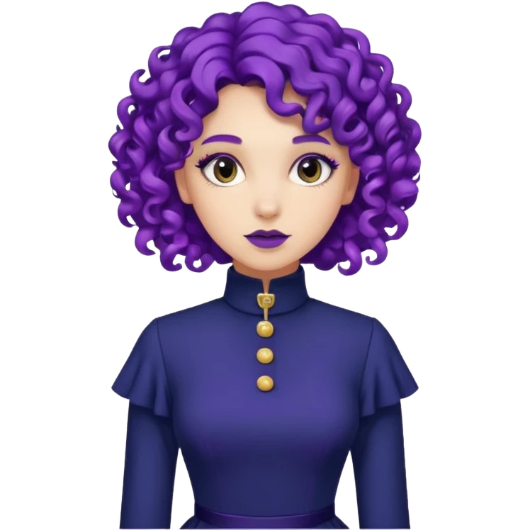 Fashion Model with Purple Curls, navy dress emoji