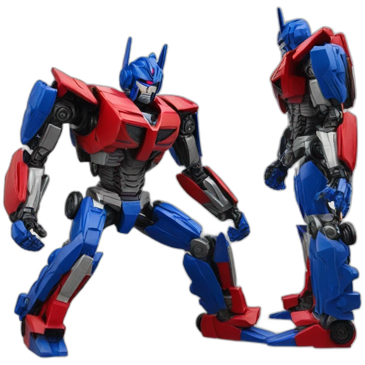 Transformer red blue power stand up right leg front left leg back emoji