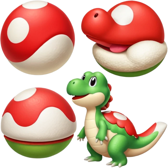 yoshi vers cute plus mignon comme la troisième image mais avec un coco rouge et blanc emoji