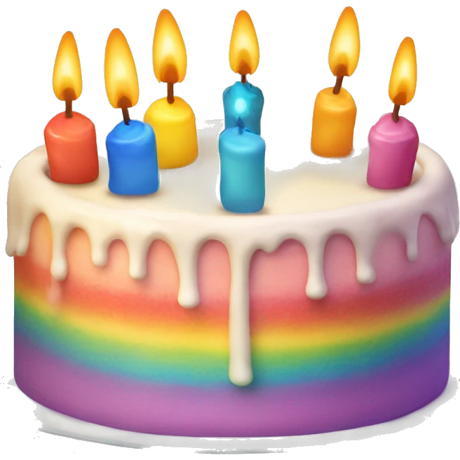 Una tarta de cumpleaños con el color del arcoíris emoji