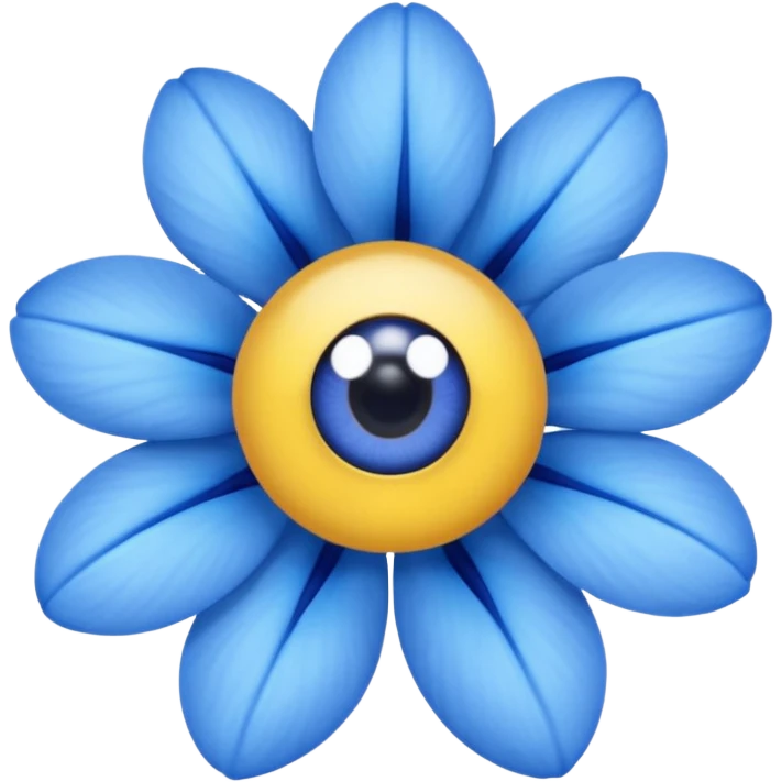 blue flower with two eyes emoji