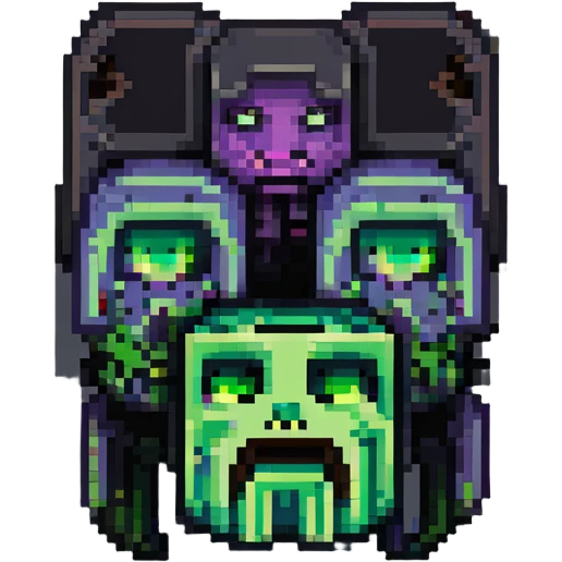 Creeper and Enderman heads fused down the middle, classic Minecraft colors, pixel art style emoji