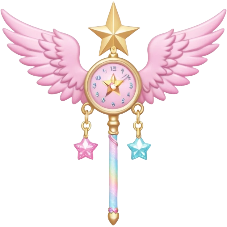 Kawaii decora cutecore starlight staff with wings and cute charms emoji