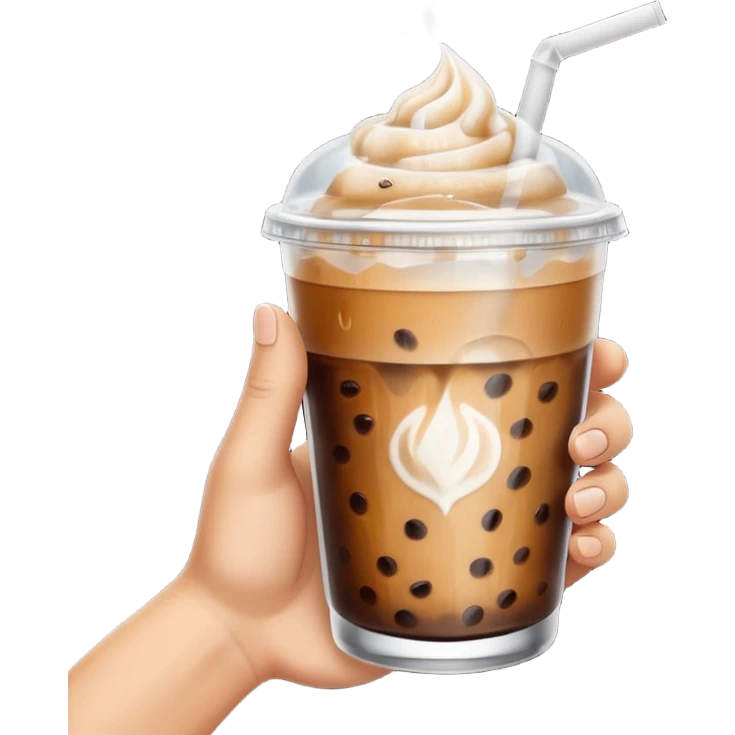 a white hand holding an iced coffee but just the hand and the cup emoji