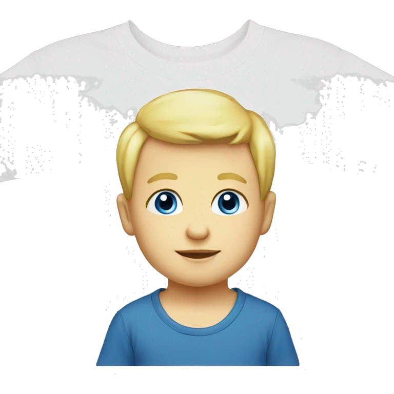 Boy blonde toddler full body blue eyes t shirt emoji
