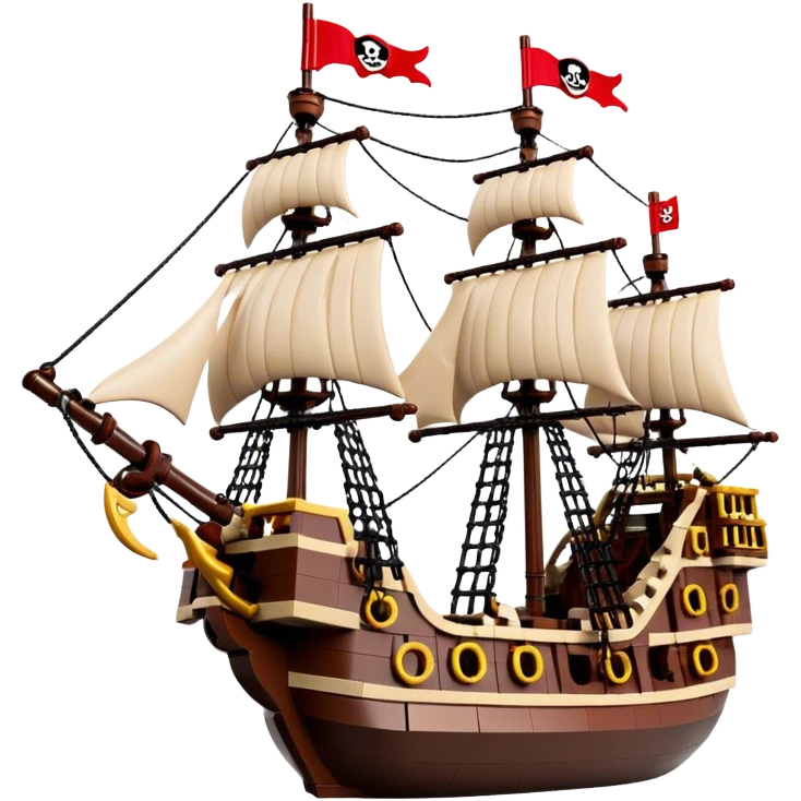 Pirate Ship (Toy) - Lego Pirate Ship (Model Year: 2021) (Iconic colour: Brown with red sails) emoji