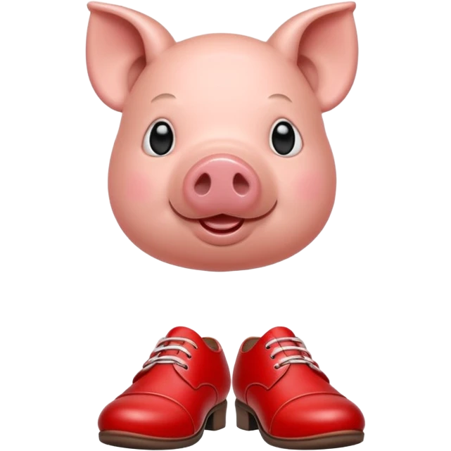 Pig tying red shoes emoji