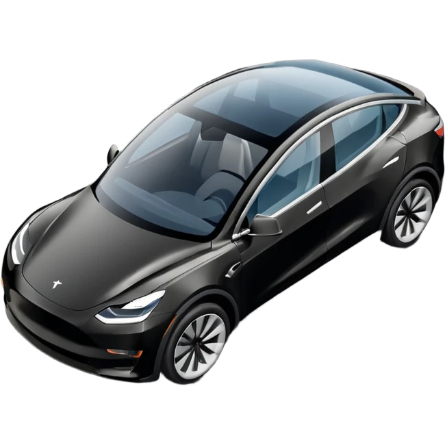 A Tesla Model Y parallel parking in front of a store, from above emoji