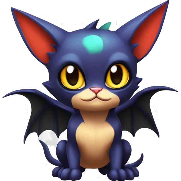 Cool Cute Edgy Chibi Bat-Cat-Noivern-Noibat-Litten-Pokémon-Fakémon-hybrid emoji