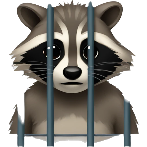 Raccoon behind prison bars emoji