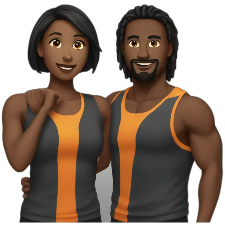 couple black training together emoji