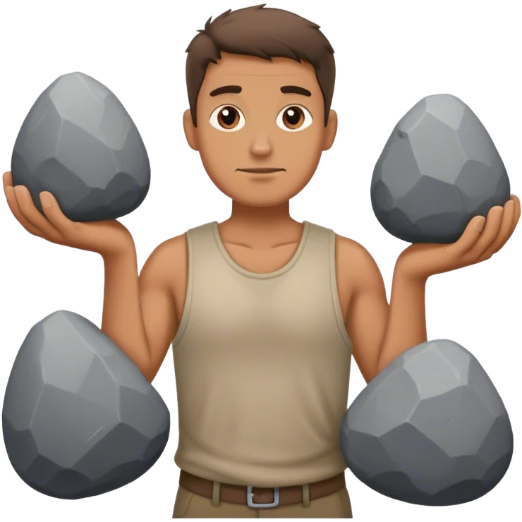 Guy carrying 3 rocks emoji