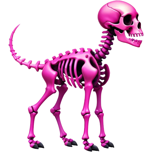A black and pink gradient epic shiny cool edgy skeletal animal, full body emoji