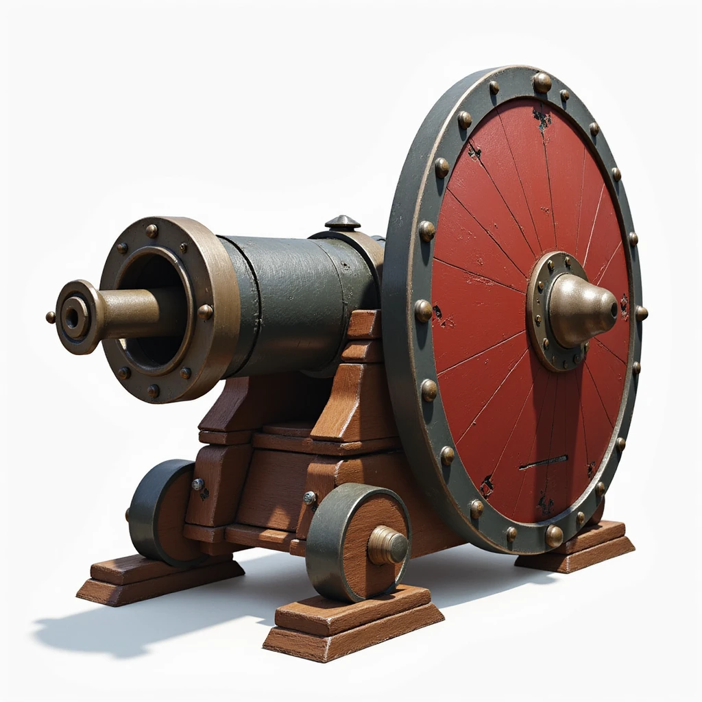 realistic illustration of Arsenal cannon with a shield emoji
