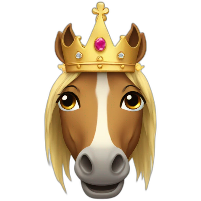 crying horse with a crown emoji