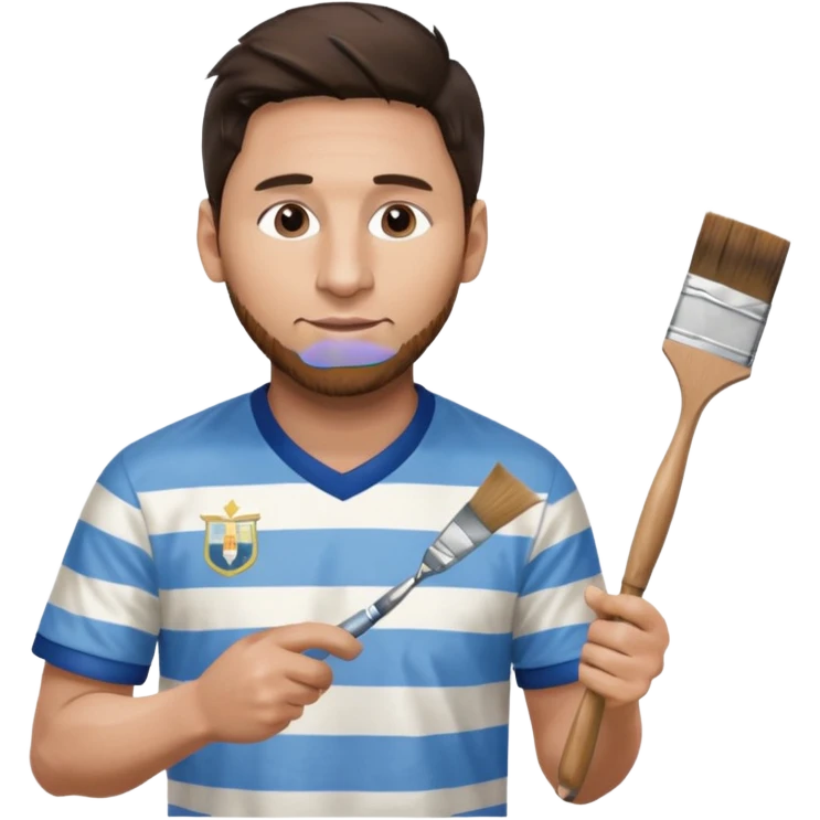 create an emoji of Lionel Messi in an Argentina shirt holding a paintbrush emoji