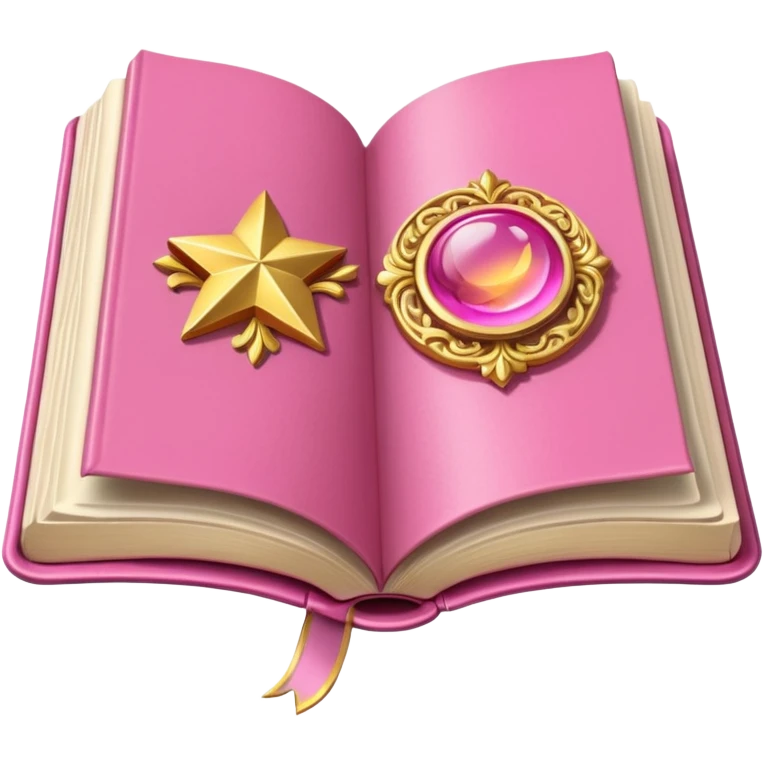 An open pink book with golden detailsls emoji
