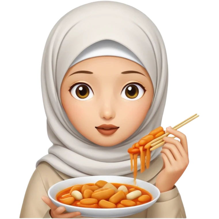 Girl wearing hijab and tteokbokki emoji