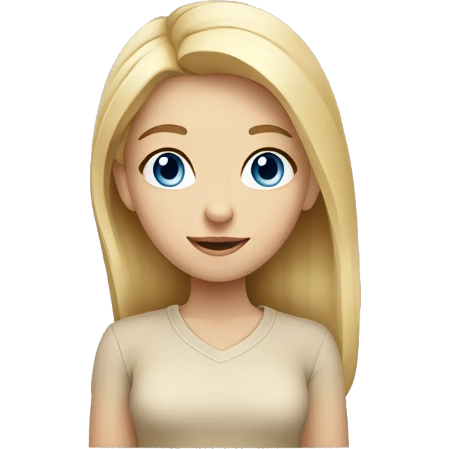 Pretty blue eyed girl with blond hair in beige shirt emoji