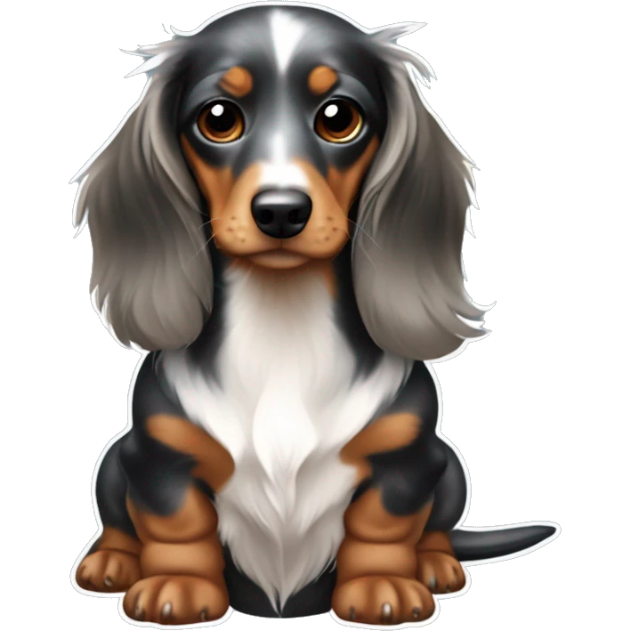 isabella tan dapple dachshund long hair with white chest and paws emoji