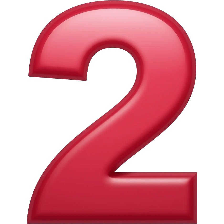 Create an emoji of the number 2 in a bright dark red tone and make the number very thick. emoji