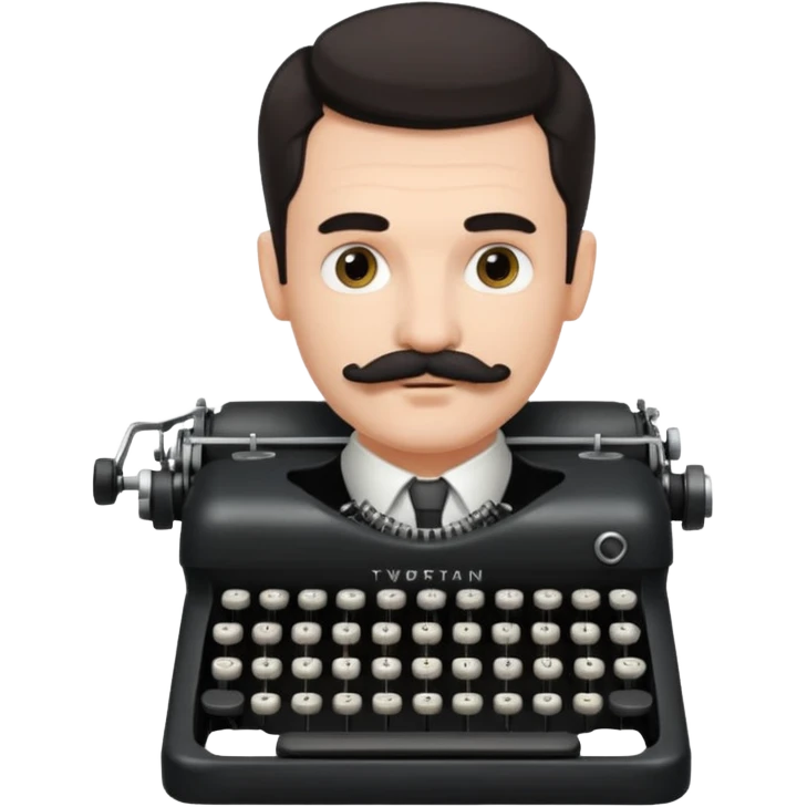 moustache man with vintage typewriter emoji