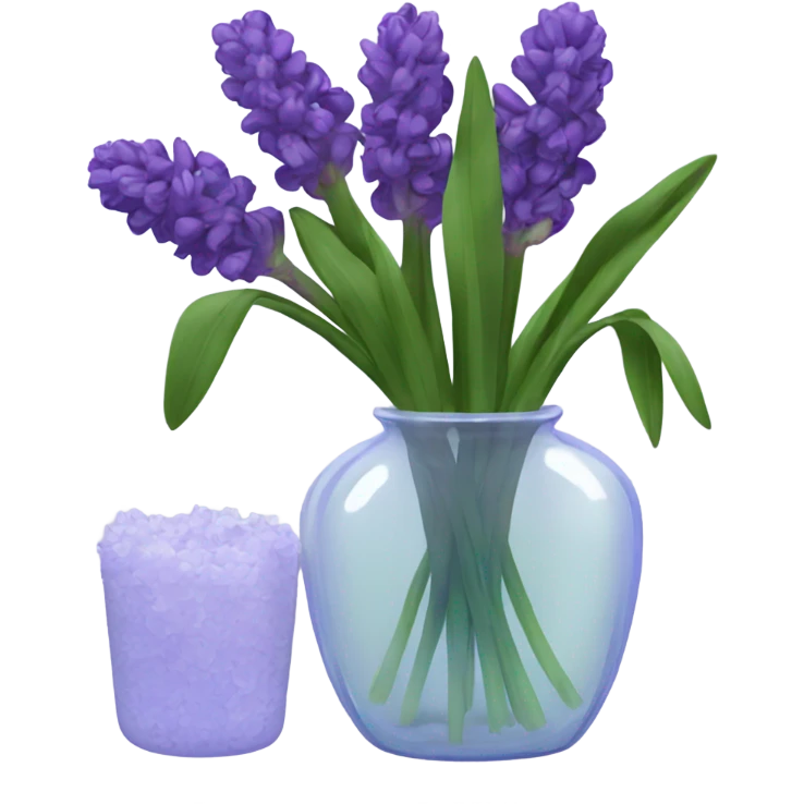 A clear vase holding hyacinths emoji