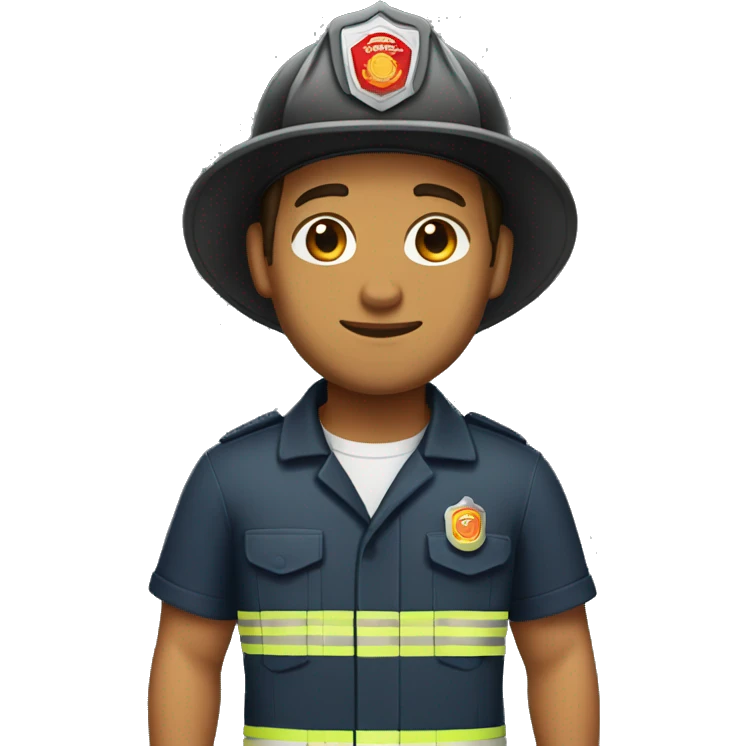 firefighter with tan skin, stubble, and a side part combed over emoji