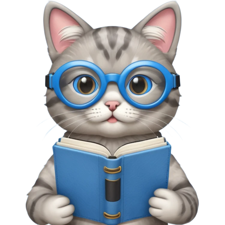 funny cat with planner with blue goggles emoji
