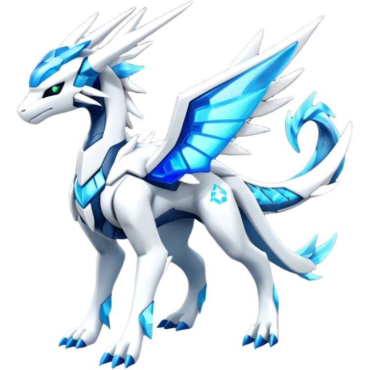Futuristic Kyurem-reshiram-Glaceon-dialga-suicune-hybrid, full body emoji